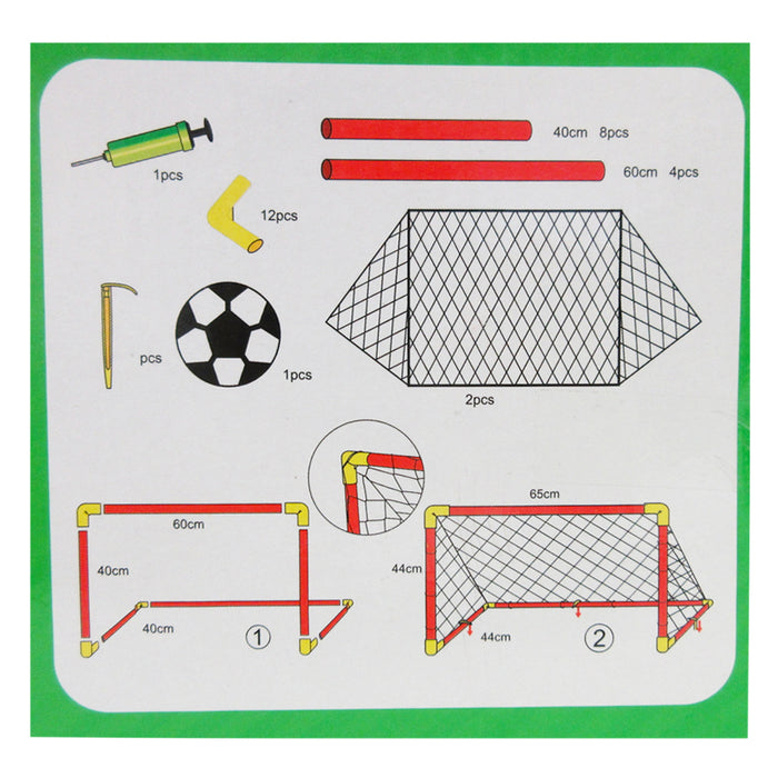 Soccer Hockey Goals w/ Nets Stakes Ball Pump Set Twin Goal Training Sports 32PCS