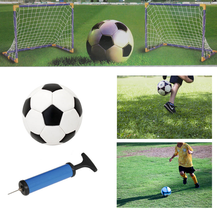 Soccer Hockey Goals w/ Nets Stakes Ball Pump Set Twin Goal Training Sports 32PCS
