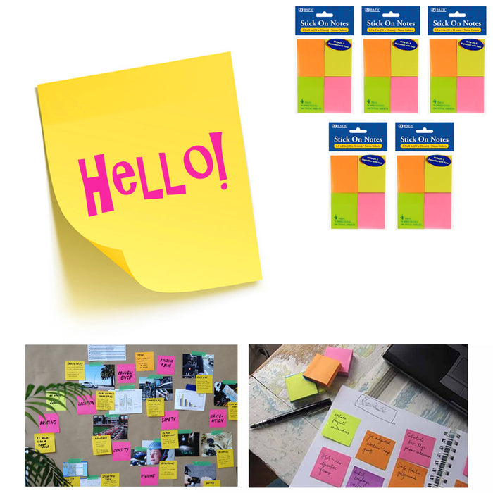 1400 Mini Post Sticky Notes 1.5 x 2 Self Adhesive 5 Pack Memo Pads Office  Desk