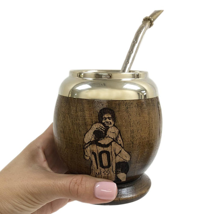 Yerba Mate Gourd Set Cup Straw Bombilla Copa America Messi Maradona Argentina