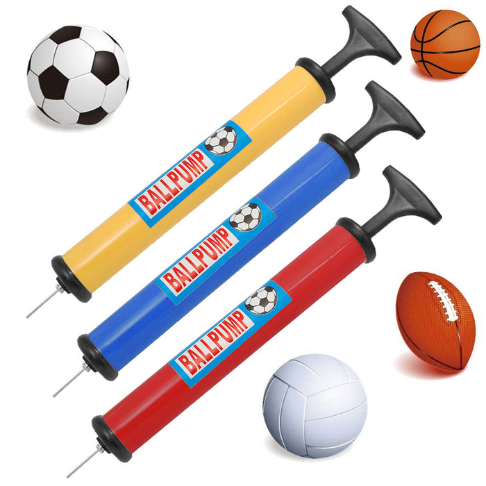 6X Sports Ball Pumps Hand Air W Needle Soccer Basketball Inflator Volleyball Toy