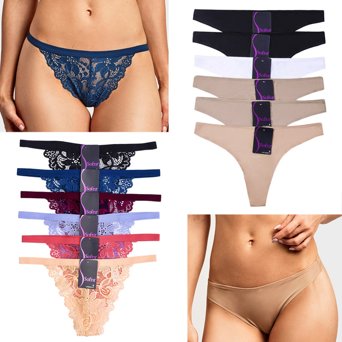 6 Womens Bikini Underwear Breathable Thong Cotton Panties Stretchy