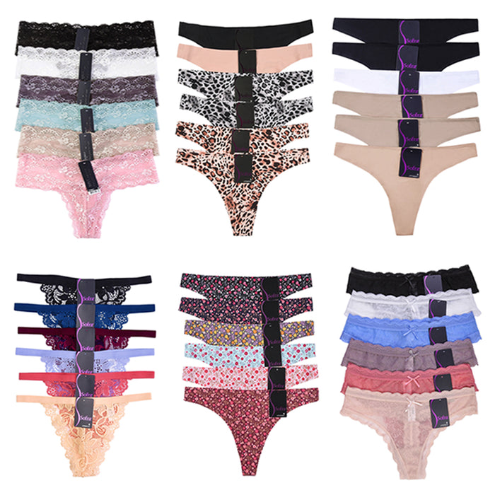  Womens Cotton Underwear,Lace Thongs For Women No Show Thong  Underwear For Women, Multicoloured, X-Large