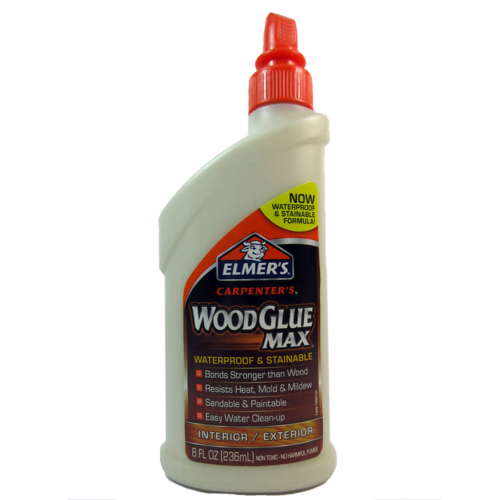 4Pc Elmer's Carpenter Wood Glue Max Interior Exterior 8oz ea Waterproof Adhesive