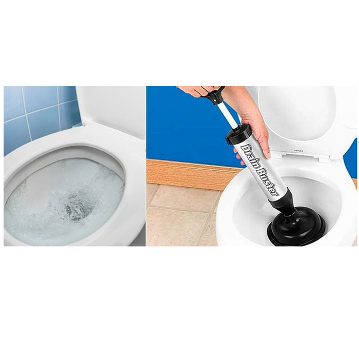 Plunger Toilet Sink Shower Stalls Bathtub Drain Buster 2 Heads Air Drain Blaster