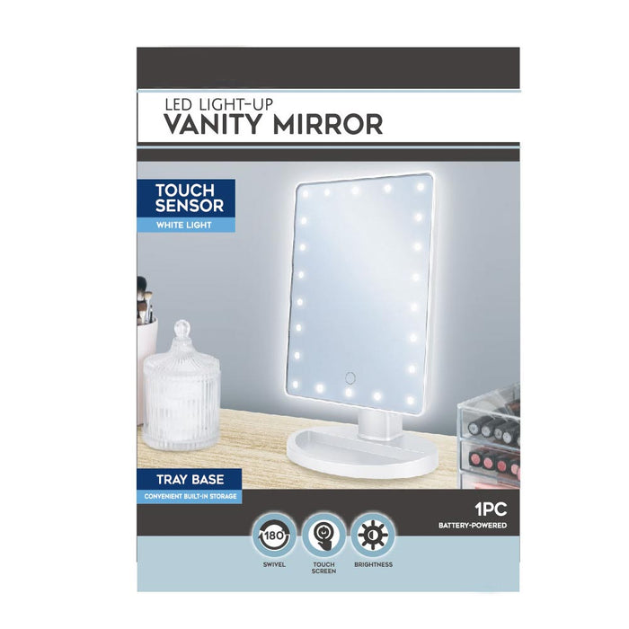 1 Lighted Vanity Makeup Mirror 22 LED Touch Power Sensor White Light 180 Swivel