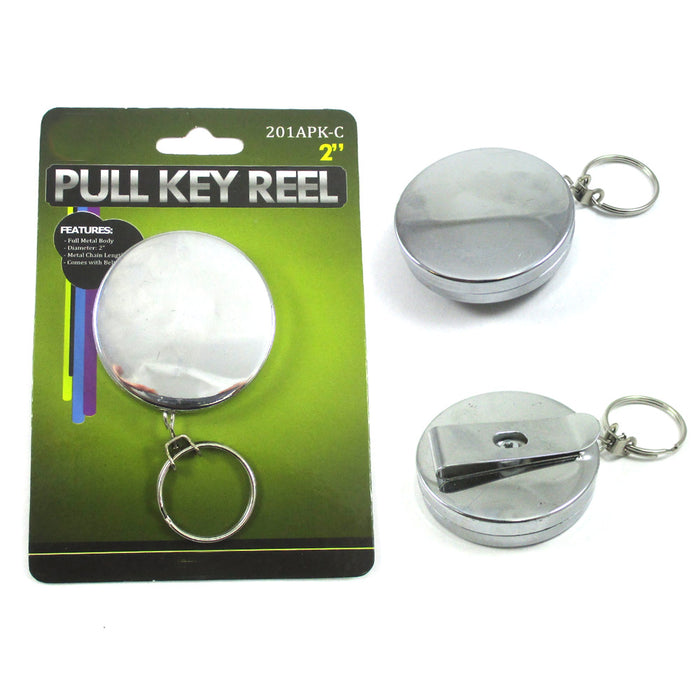 Heavy Duty Retractable 2" Pull Reel Key Chain Retractable Chain Belt Clip ID New