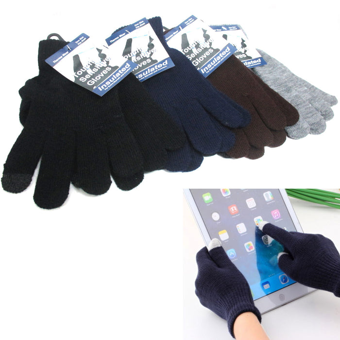 2 Pair Touch Sensitive Gloves Screen Smartphone Texting Winter Knit Warm Mitts