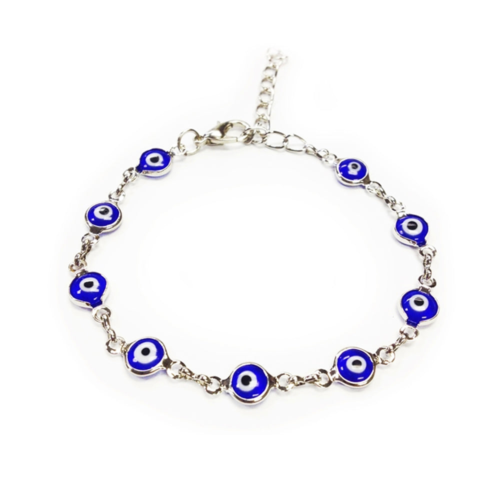 Fatima Evil Eye Charm For Bracelets - 925 Sterling Silver With Enamel & Cubic Zirconia, Lucky Bead For Bangle