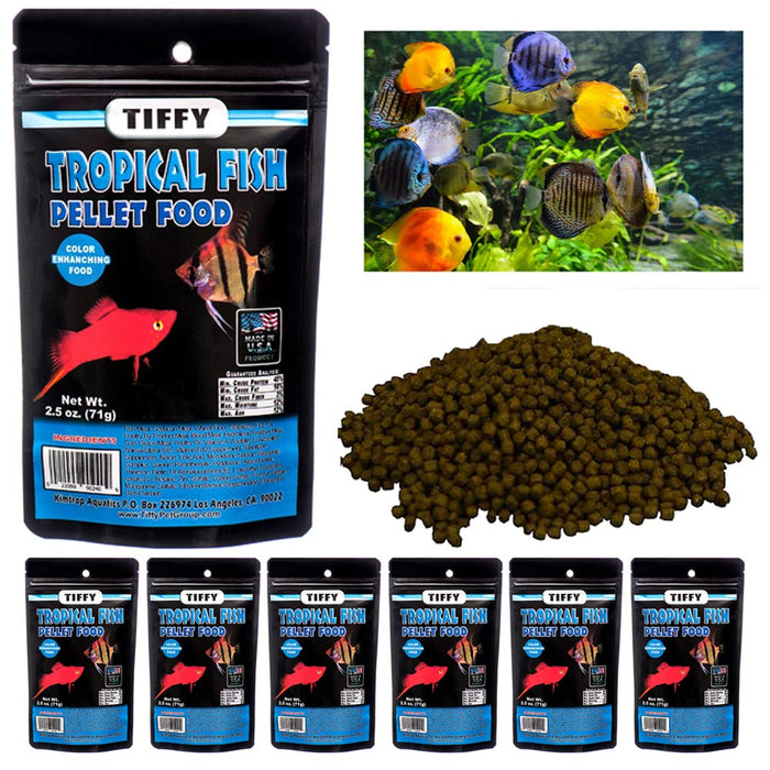6 Packs Floating Tropical Fish Pellets Food Diet Color Enhancing Vitamins 2.5oz