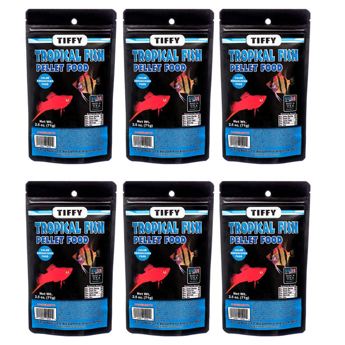 6 Packs Floating Tropical Fish Pellets Food Diet Color Enhancing Vitamins 2.5oz