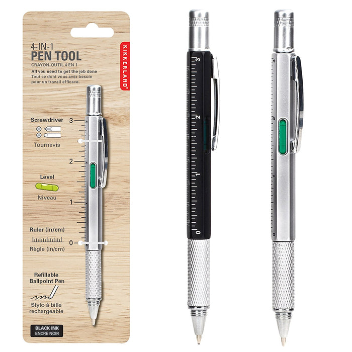 Kikkerland 4in1 Pen Multi Tool Philips Flat Ballpoint Screwdriver Ruler Inch Cm
