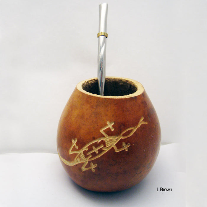 LIZARD MATE GOURD YERBA TEA CUP WITH STRAW BOMBILLA HANDMADE DETOX DRINK 1734