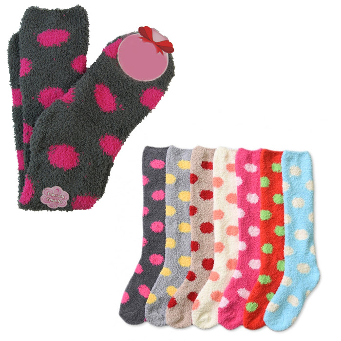 3 Pair Plush Soft Women Girl Winter Socks Cozy Fuzzy Slipper Long Knee High 9-11