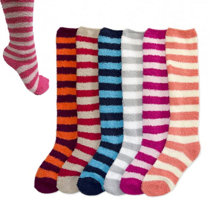 12 Pairs Women Girl Winter Socks Warm Cozy Fuzzy Slipper Knee High Long 9-11 Lot