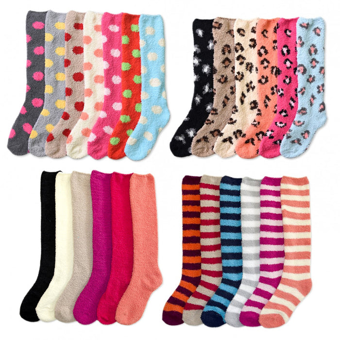 1 Women Plush Soft Fuzzy Knee High Socks Winter Warm 9-11 Slipper Girl Cozy Long