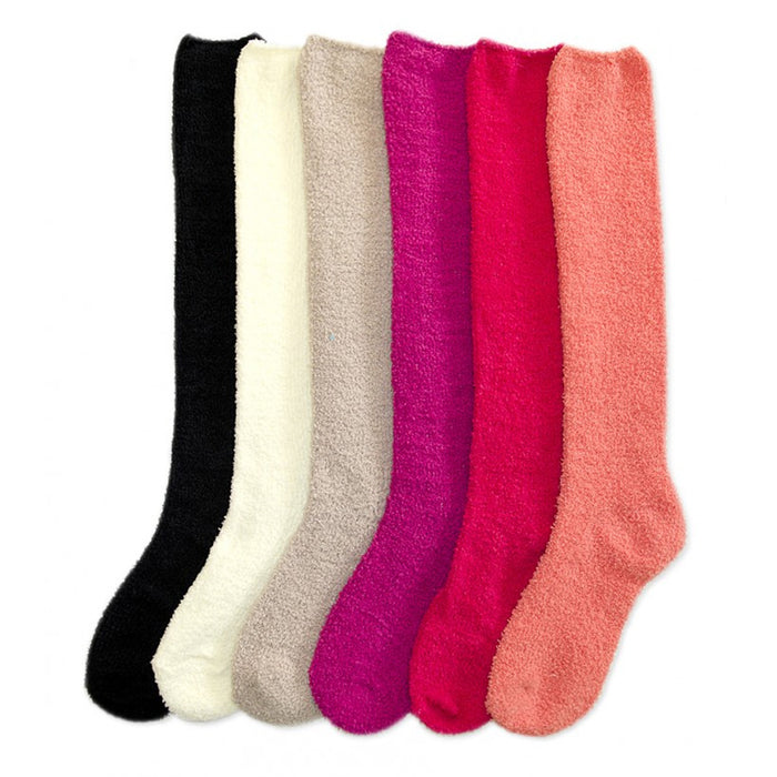 6 Pairs Women Girl Winter Knee High Socks Cozy Fuzzy Slipper Warm Long 9-11 Soft