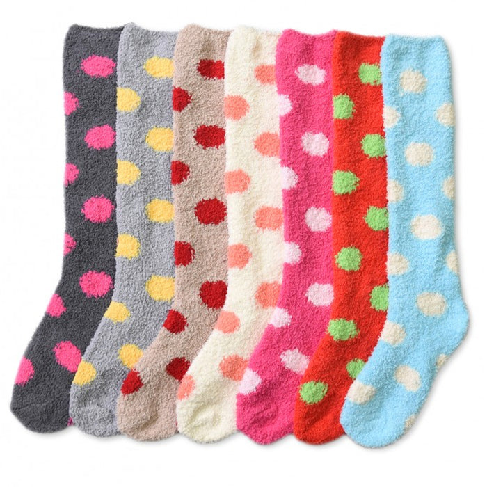 6 Pairs Women Girl Winter Socks Cozy Fuzzy Slipper Long Knee High Soft Long 9-11