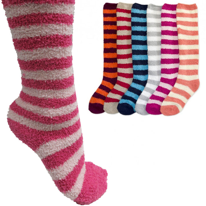 3 Pairs Women Girl Winter Socks Cozy Fuzzy Slipper Long Knee High Warm Soft 9-11