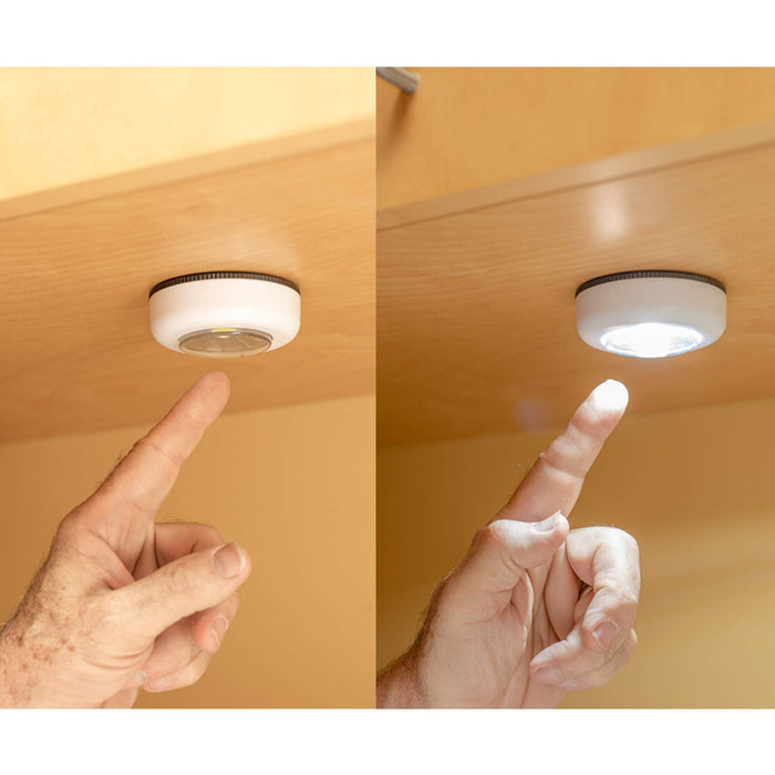 4 Pc COB LED Night Light Tap Push Closet Hallway Wireless Battery Operated White