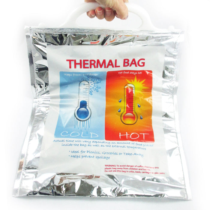 1 Small Insulated Foil Grocery Bag Hot Cold Reusable Thermal Food Storage Carry