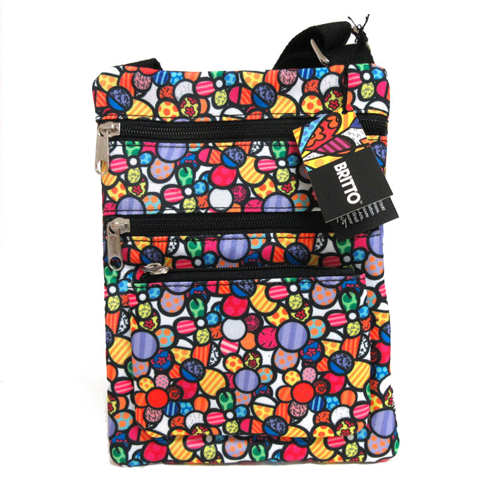 Romero Britto Womens Crossbody Purse Shoulder Bag Zipper Pocket Art Vintage Gift