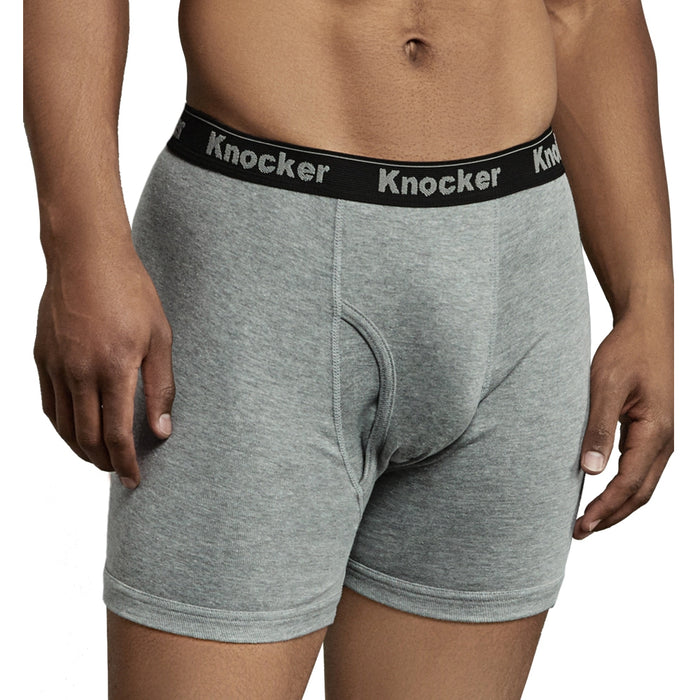 2 Pack Mens Boxer Briefs Underwear 100% Cotton Gray Black Trunk Shorts Size 2XL