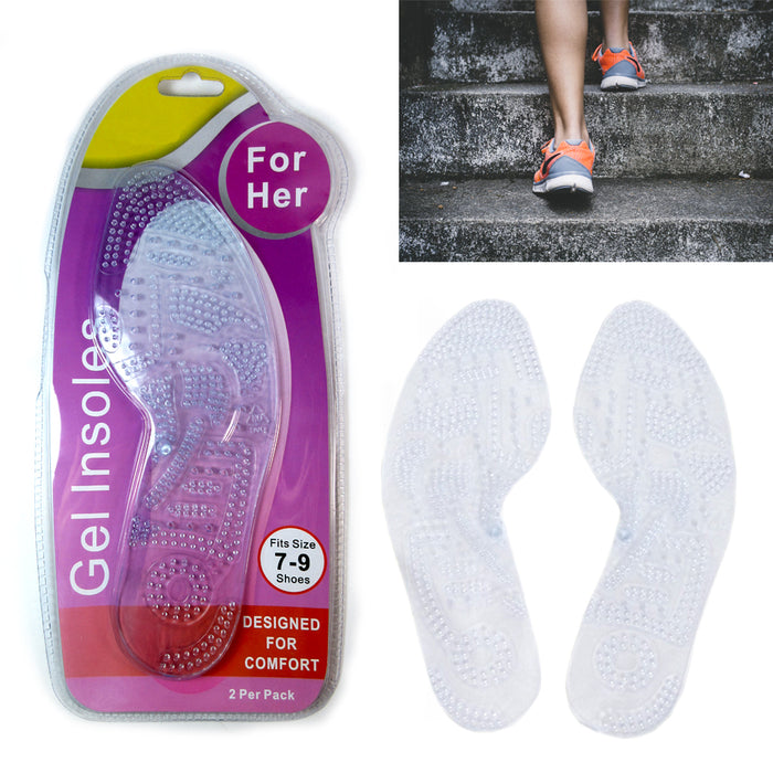3 Pair Massaging Shoe Insole Orthotic Silicone Gel Comfort Support Run Pad Women