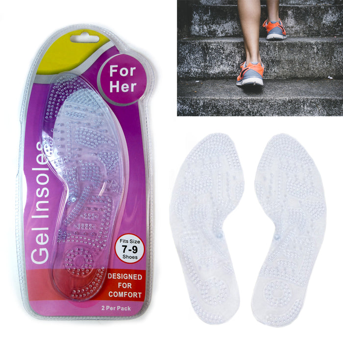 Women Silicone Gel Comfort Insoles Orthotic Support Massaging Sport Shoe Run Pad