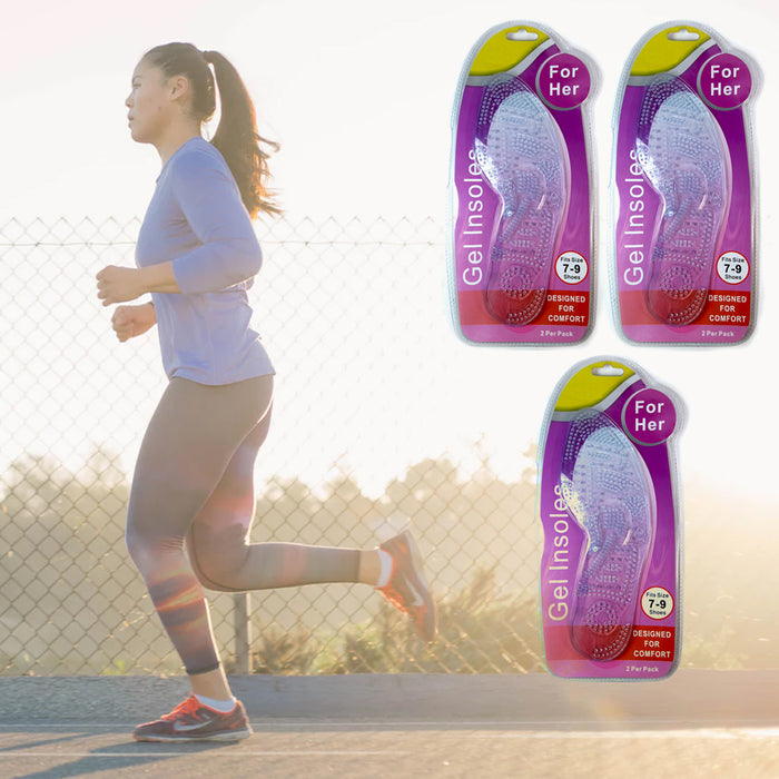 3 Pair Massaging Shoe Insole Orthotic Silicone Gel Comfort Support Run Pad Women