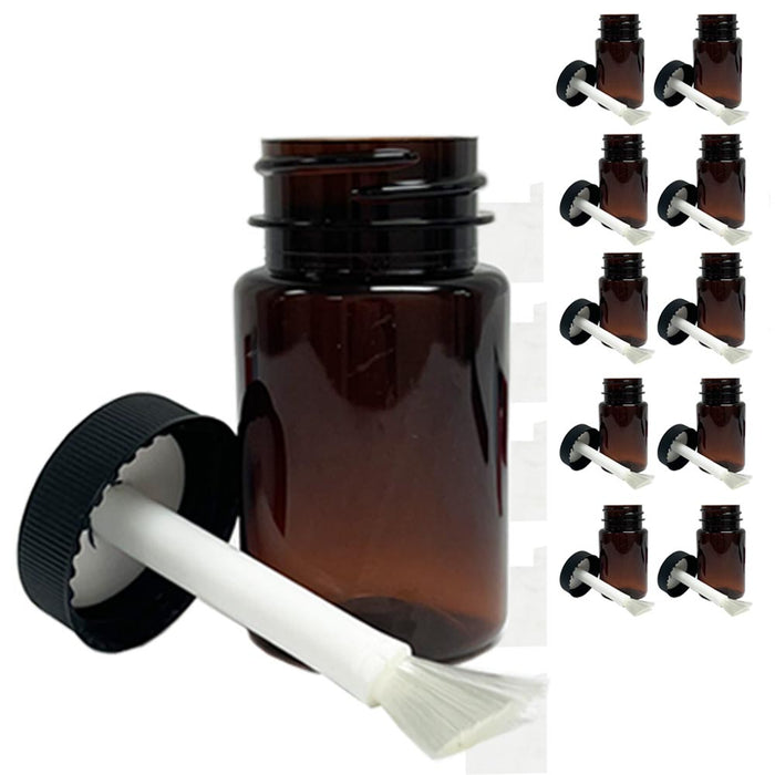10 Empty Plastic Bottles Brush Applicator Cap Arts Craft Paint Jar Container 2oz