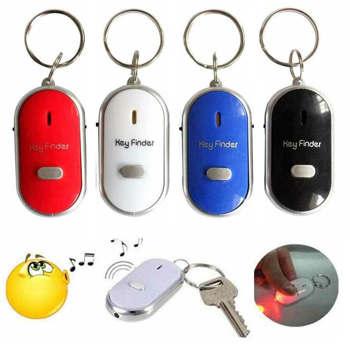2 Pc Key Finder Locator Anti Lost Keys Keychain Tracker Whistle Sound LED Light