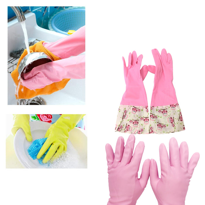 4 Pair Rubber Gloves Latex Kitchen Washing Cleaning Multi Purpose Protect Hand