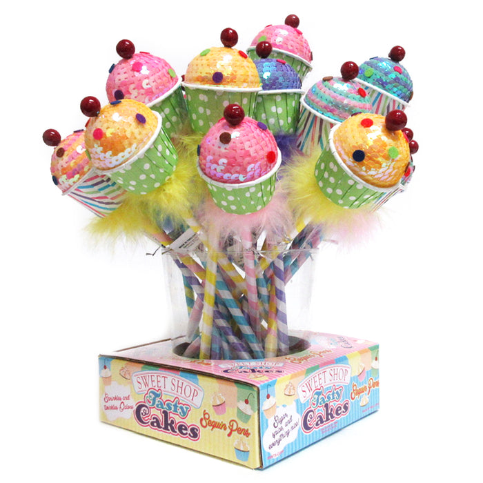 6 Lot Cute Ballpoint Pens Sequin Cupcake Ball Pencil Gift Kids Stationery School