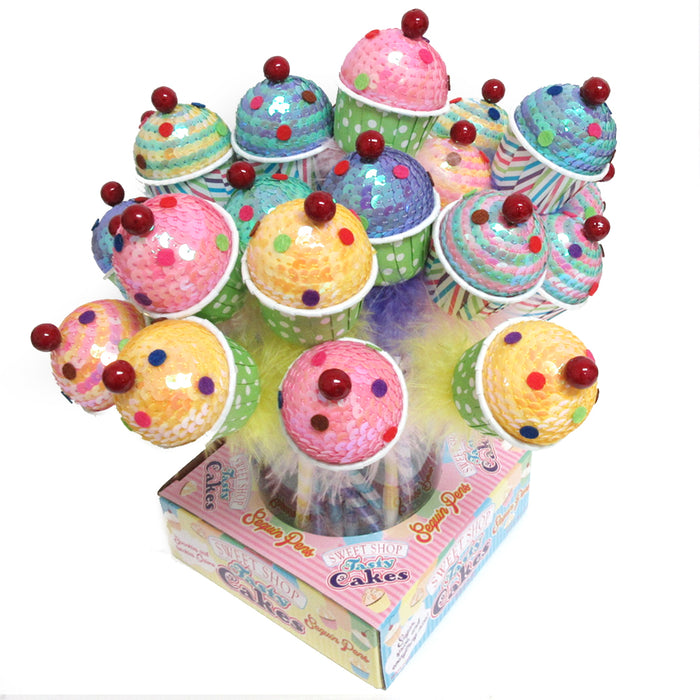 6 Lot Cute Ballpoint Pens Sequin Cupcake Ball Pencil Gift Kids Stationery School