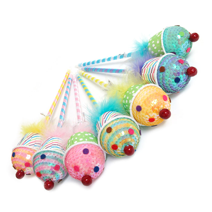 6 Lot Cute Ballpoint Pens Sequin Cupcake Ball Pencil Gift Kids Stationery School