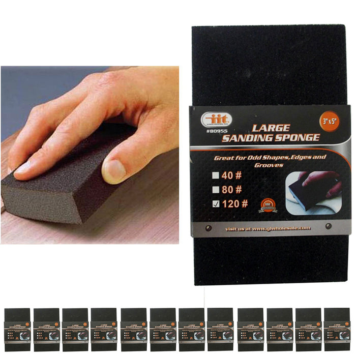 12 Sanding Sponge Paper 120 Grit Fine Block Sandpaper Patching Repair Drywall !