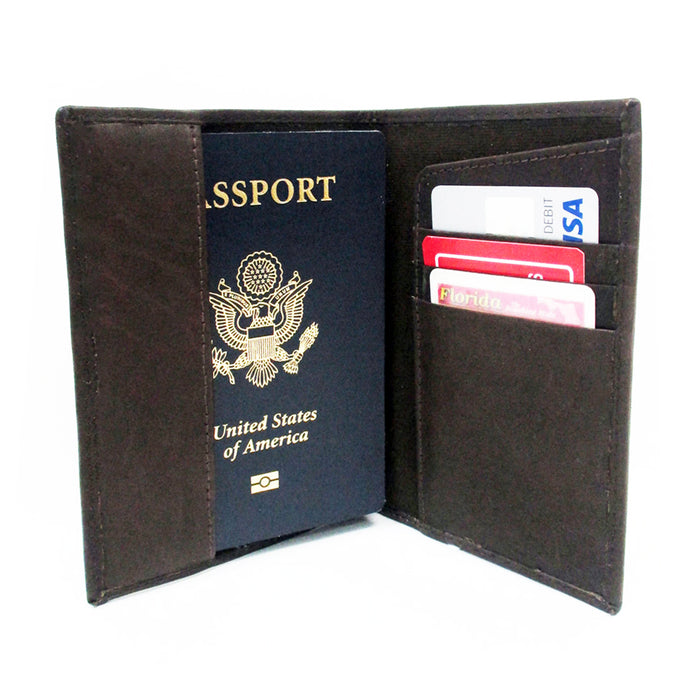Travel Leather US Passport Cover ID Holder Wallet Card Brown Case Organizer USA