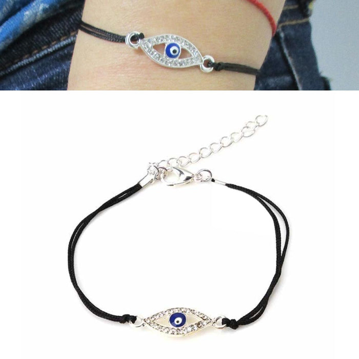 Evil Eye Bracelet Dainty String Kabbalah Nazar Protection Black Lucky Adjustable