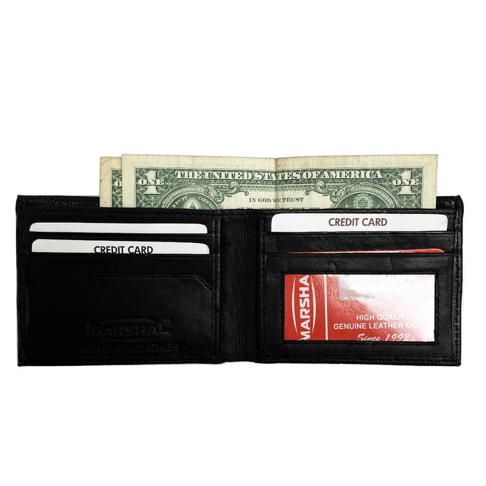 RFID Wallet Blocking Genuine Leather Mens Bifold Money Credit Card Safety Black