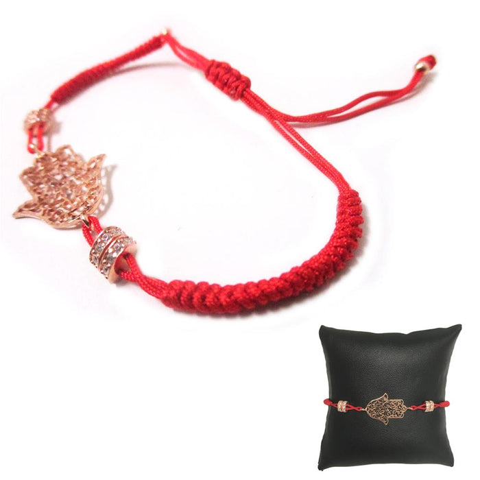 Gold Hamsa Bracelet Kabbalah Fatima Hand Pendant Red String Bangle Charm Protection