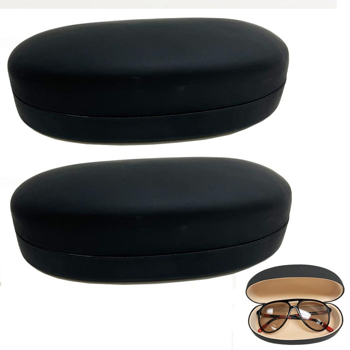 2 Large Protective Hard Clam Shell Glasses Case for Curved Sunglasses Eyeglasses