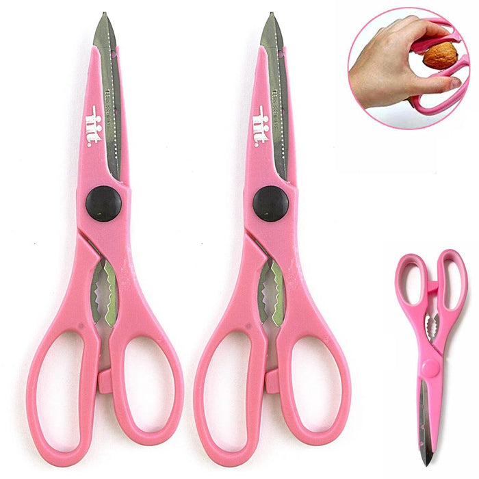 2pc Pink Scissors Stainless Steel Kitchen Sharp Shears Multi-Purpose Food Cutter