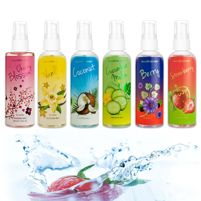 6pc Bath Body Spray Mist Assorted Scents Splash Perfume Fragrance Deodorize 6 oz