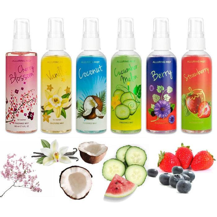 6pc Bath Body Spray Mist Assorted Scents Splash Perfume Fragrance Deodorize 6 oz