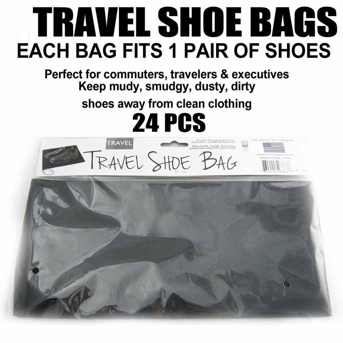 12 Pc Travel Shoe Bags Storage Luggage Black Drawstring Bag Suitcase Case Pack