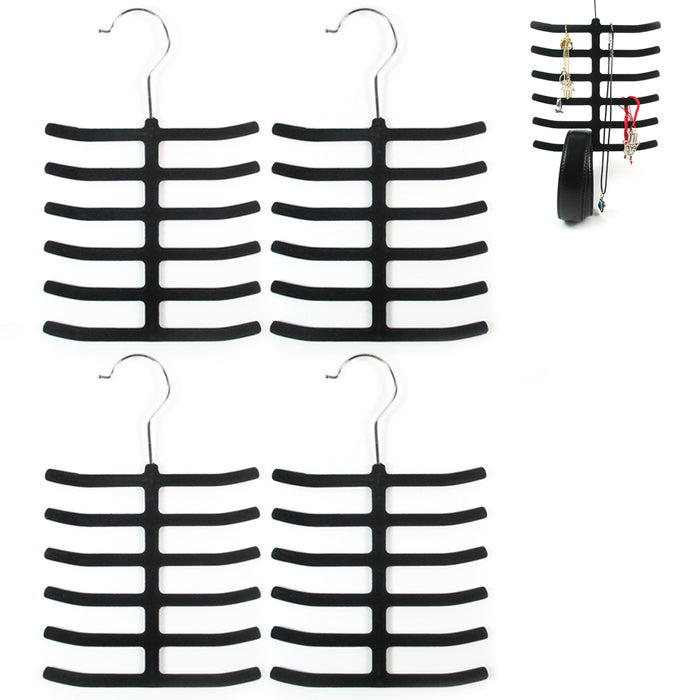 4X Tie Rack Hanger Non Slip Belt Compact Closet Holder Organizer Scarf Hook Neck