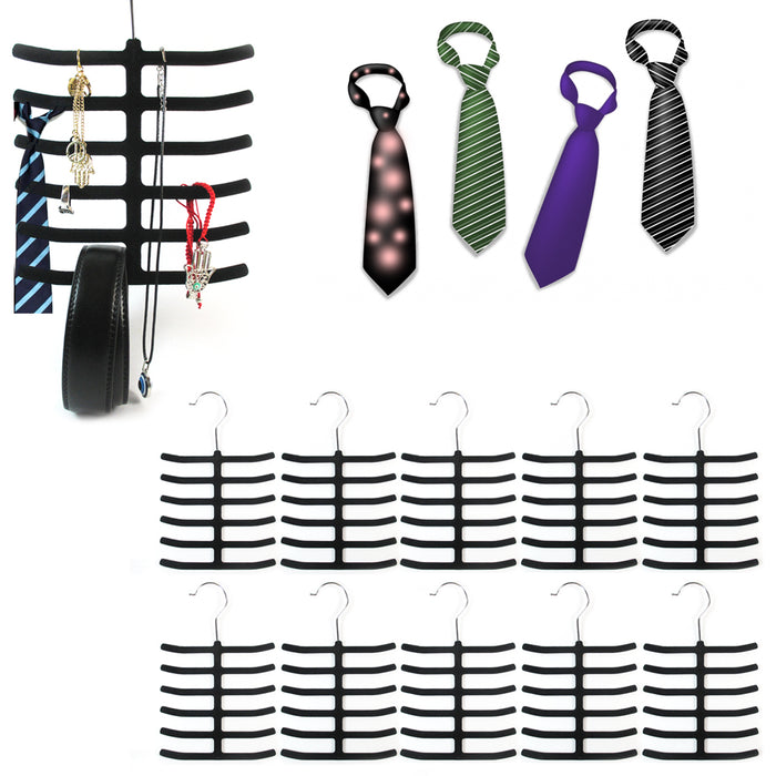 10X Lot Tie Rack Hanger Non Slip Belt Compact Closet Holder Organizer Scarf Hook