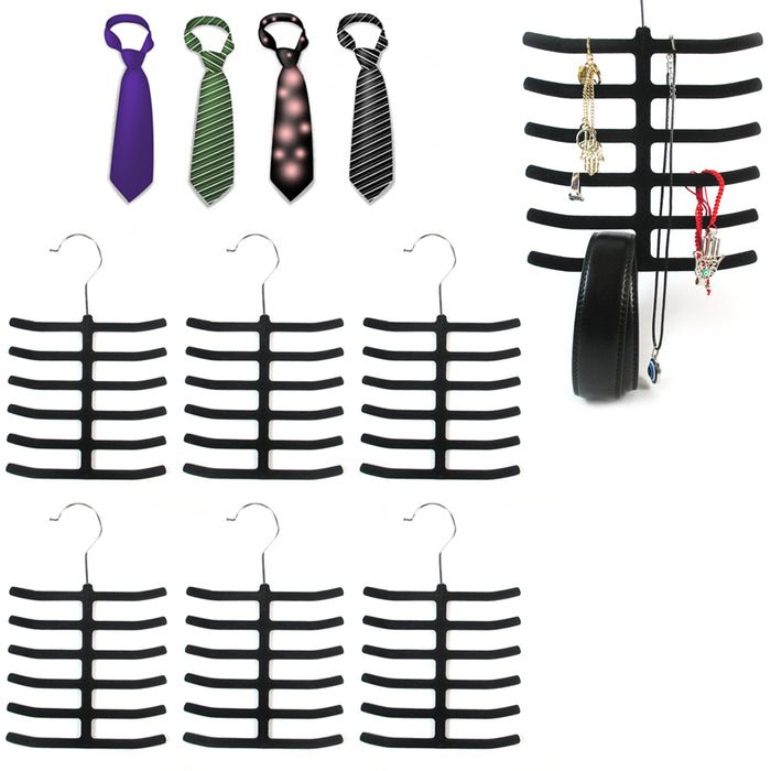 6 Tie Rack Hanger Non Slip Belt Compact Closet Scarf Holder Organizer Saver Hook