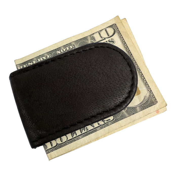 Genuine Leather Magnetic Money Clip Brown Thin Slim Holder Money Card Id Men New